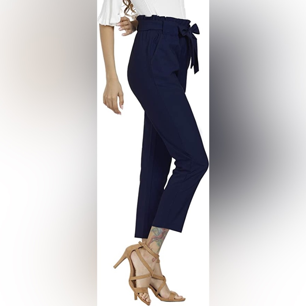 NWT Navy Blue Women’s Paper Bag Pants XXL